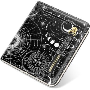 Wallet Women, Cute Rfid Blocking Wallet Women, Leather Small Wallets Woman, Slim Credit Card Holder Wallet for Women, Compact Bifold Pocket Mini Purse with ID Window, Sky Spirit Womens Wallet