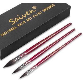 Paint Brush Set Acrylic Paint Brushes Watercolor Paintbrushes 3pcs Detail to Brushes Round Pointed for Watercolor Gouache Acrylic Ink Painting - Red