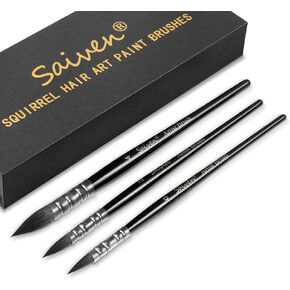 Paint Brush Set Acrylic Paint Brushes Watercolor Paintbrushes 3pcs Detail to Brushes Round Pointed for Watercolor Gouache Acrylic Ink Painting - Red