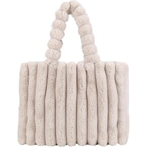 Furry Purse, Fluffy Tote Bag for Women Winter Faux Fur Bag Fuzzy Purse and Handbags