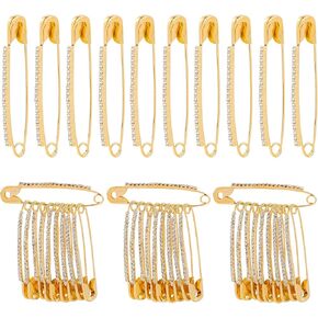 Framendino, 30 Pack Gold Rhinestone Safety Pins Brooches Sweater Shawl Clips Crystal Brooches Pins for Women