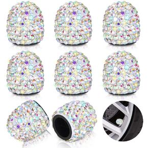 Bling Tire Valve Caps, 8 Pack Crystal Rhinestone Dustproof Valve Stem Caps Attractive Car Exterior Decoration Accessories (Red)