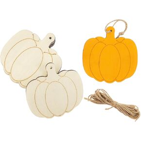 30 Pack 4 Inch Wood Pumpkins Cutouts Unfinished Wood Pumpkins Crafts Wooden Pumpkins Hanging Ornaments DIY Pumpkins Craft Gift Tags for Home Party Decoration Craft Project