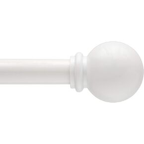 Kenney KNAZ71703 Ball End Standard Decorative Window Curtain Rod, 48-86" Adjustable Length, Bright White Finish, 5/8" Diameter Steel Tube