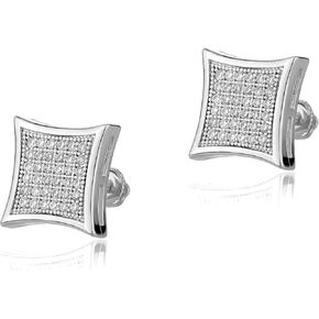 TOPGRILLZ Square Screw Stud Earrings 5A+ Corlorful Cubic Zirconia 14K Gold Sparkle Hypoallergenic Screw Stud Square Flat Earrings For Men Women