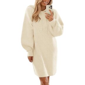 PRETTYGARDEN Women's Sweater Dress Fall Winter Casual Long Sleeve Pullover Chunky Knit Loose Oversized Hoodie Tunic Sweaters