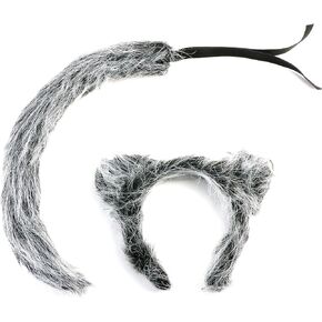 Faux Fur Leopard Tail Ear Headband Set Cat Ears Adult Halloween Xmas Anime Party Fancy Cosplay Costume