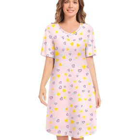 Women's Nightshirt Soft Nightgowns for Women Short Sleeve Sleep Dress Sleepwear(S-3X)