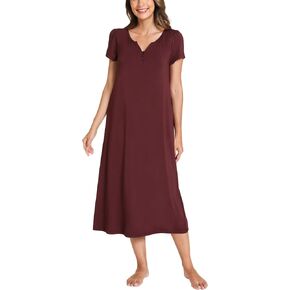 GYS Bamboo-derived Viscose Nightgowns for Women Short Sleeve Sleepwear Soft Night Shirts Comfy Sleep Dress