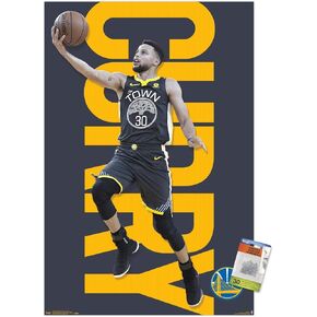 NBA Golden State Warriors - ملصق حائط لستيفن كاري 18 مع دبابيس دفع