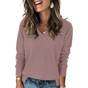 Womens Pullover Sweaters V Neck Lightweight Tunic Tops Fall Fashion 2024