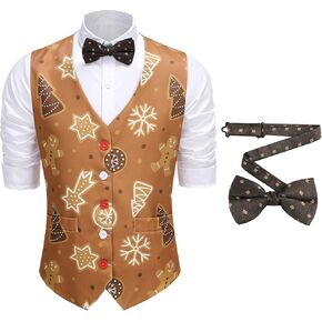 GRAJTCIN Men's Mardi Gras Vest - Festive Adult Costume 3D-Print Christmas Vest Christmas Holiday Season Party Waistcoats