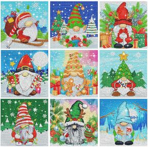 TecUnite 9 Pcs Highland Cow Diamond Painting Art Diamond Painting Kit for Beginners DIY Rhinestone Gem Crafts for Home Wall Decor 6 x 6 Inch (Highland Cow)