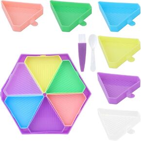 6PCS Diamond Art Trays, Diamond Art Painting Storage Trays, Divided Colorful Trays Triangles Diamond Art Tray, Diamond Art Tools and Accessories for Diamond Art Craft (6 Colors)
