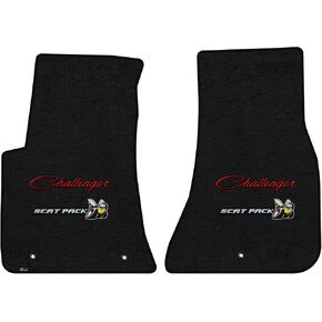 Lloyd Mats Heavy Duty Carpeted Floor Mats for Dodge Challenger 2015-2023 Scat Pack Logo - Rear Wheel Drive Only (2PC - Fronts, Charcoal)