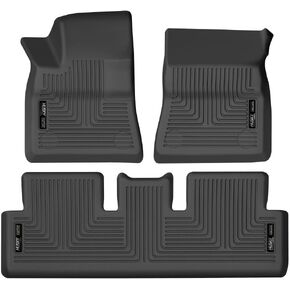 Husky Liners Weatherbeater Floor Mats | Fits 2017-2024 Tesla Model 3 | Front & 2nd Row, 3-pc Black - 95091