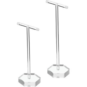 PATIKIL Earring Display Stands, 2pcs Acrylic Earring Holder Earring Stand Storage Organizer Necklace T Rack for Jewelry Photography Necklace,Black