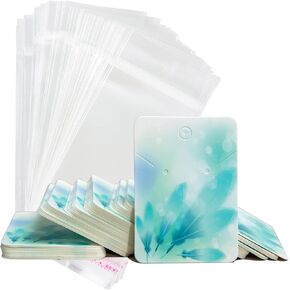2 x 2.5 Inch Green Earring Display Cards With Bags Necklace Display Cards Sets Earring Packing Holder Cards With bags Jewelry Packing For Earring Necklace Jewelry Packing 100Pack Paper 100Pack Bags