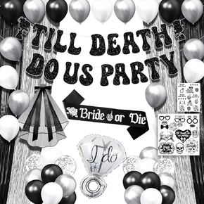 Till Death Do Us Party Bachelorette, 65 Pcs Til Death Do Us Party Bachelorette Party Decorations, Halloween Bachelorette Party Bride or Die Bachelorette Party Decorations, Til Death Wedding Decor