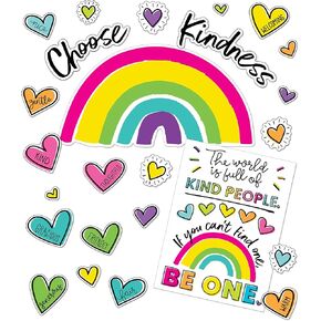75 Pcs. Carson Dellosa Kind Vibes Classroom Bulletin Board Set, Includes Choose Kindness Header with Inspirational Classroom Poster and Colorful Heart Bulletin Board Cutouts