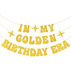 In My Golden Birthday Era Banner, Glitter Gold Happy Birthday Banner Golden Birthday Party Banner for Singer Birthday Party Decorations