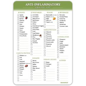 Reusable Anti-Inflammatory Grocery & Shopping List Food guide for Gut Heath, Nutrition | Double Sided Erasable material