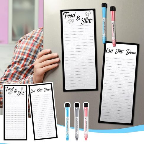 3 Pieces Magnetic Dry Erase Whiteboard Sheet for Fridge Funny Dry Erase Menu Board Fridge Magnets Set to Do Shopping Grocery List Notepad with 3 Markers for Refrigerator, Fridge, Office Home Supplies in Saudi Arabia