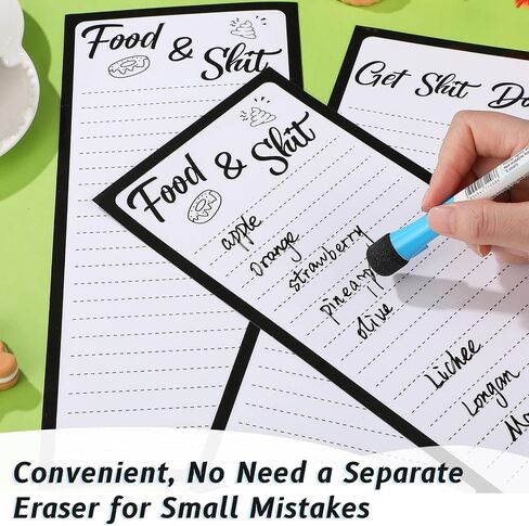 3 Pieces Magnetic Dry Erase Whiteboard Sheet for Fridge Funny Dry Erase Menu Board Fridge Magnets Set to Do Shopping Grocery List Notepad with 3 Markers for Refrigerator, Fridge, Office Home Supplies in Saudi Arabia