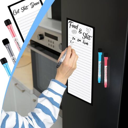 3 Pieces Magnetic Dry Erase Whiteboard Sheet for Fridge Funny Dry Erase Menu Board Fridge Magnets Set to Do Shopping Grocery List Notepad with 3 Markers for Refrigerator, Fridge, Office Home Supplies in Saudi Arabia