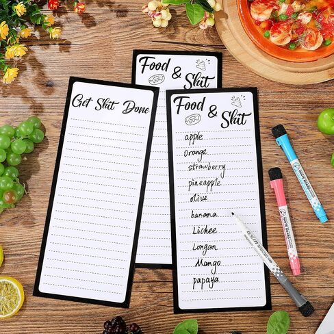 3 Pieces Magnetic Dry Erase Whiteboard Sheet for Fridge Funny Dry Erase Menu Board Fridge Magnets Set to Do Shopping Grocery List Notepad with 3 Markers for Refrigerator, Fridge, Office Home Supplies in Saudi Arabia