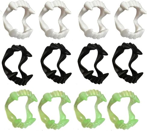 12 PCs Vampire Fangs, Plastic White Black and Glow in The Dark Vampire Teeth for Dress Up Costume Cosplay Photo Props Halloween Christmas in Kuwait