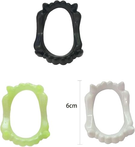 12 PCs Vampire Fangs, Plastic White Black and Glow in The Dark Vampire Teeth for Dress Up Costume Cosplay Photo Props Halloween Christmas in Kuwait