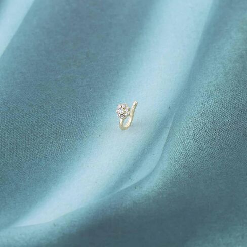 Andelaisi Boho Crystal Flower Clip On Nose Ring Vintage Flower Cuff Hoop Nose Ring Gold CZ Flower Fake Nose Ring Flower Non Pierced Nose Ring Jewelry for Women in Kuwait
