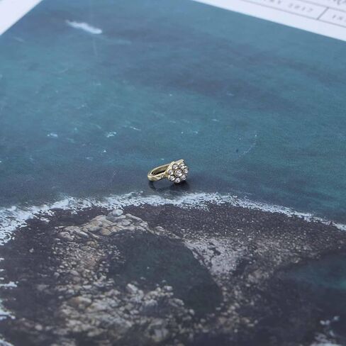 Andelaisi Boho Crystal Flower Clip On Nose Ring Vintage Flower Cuff Hoop Nose Ring Gold CZ Flower Fake Nose Ring Flower Non Pierced Nose Ring Jewelry for Women in Kuwait