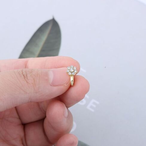 Andelaisi Boho Crystal Flower Clip On Nose Ring Vintage Flower Cuff Hoop Nose Ring Gold CZ Flower Fake Nose Ring Flower Non Pierced Nose Ring Jewelry for Women in Kuwait