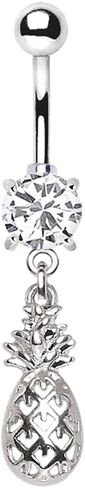 Pierced Owl CZ Crystal Pineapple Dangling Charm Belly Button Navel Ring in Saudi Arabia