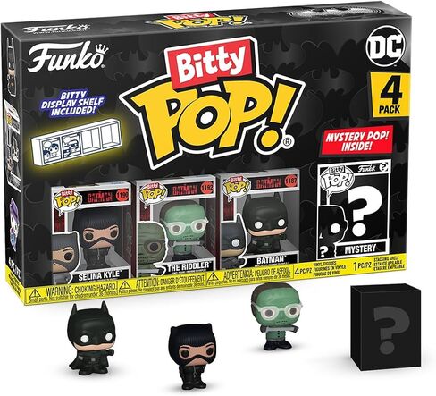 Funko Bitty Pop! Batman 85th Anniversary: Mini Collectible Toys 4-Pack - Selina Kyle™ - The Batman™, The Riddler™ - The Batman™, Batman™ - The Batman™, & Mystery Chase Figure (Styles May Vary) in Saudi Arabia