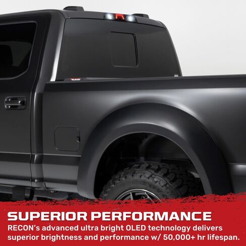 مصباح الفرامل الثالث RECON 17-24 Super Duty F250/350/450/550 - يناسب الموديلات المزودة بكاميرا سرير الشحن - مصابيح CREE XML LED - عدسات مدخنة in Saudi Arabia