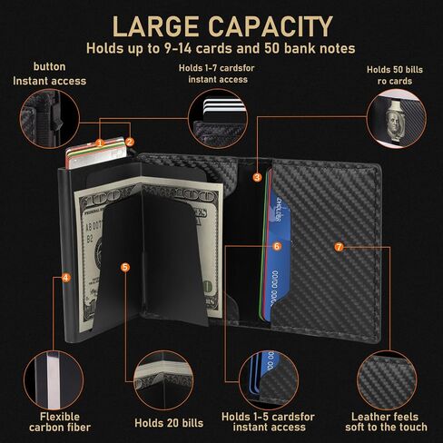 Airtag Wallet for Men, Mens Wallet Minimalist Slim Air Tag Wallet, RFID Blocking Smart Pop Up Wallet with Money Clip, Metal Card Holder Wallet with Magnet Closure, Black in Saudi Arabia