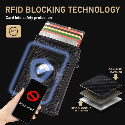 Airtag Wallet for Men, Mens Wallet Minimalist Slim Air Tag Wallet, RFID Blocking Smart Pop Up Wallet with Money Clip, Metal Card Holder Wallet with Magnet Closure, Black in Saudi Arabia