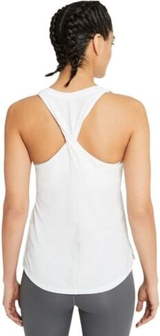 تي شيرت Nike Dri-Fit One Yoga Dots Twist Tank للنساء - ملابس رياضية ماصة للرطوبة للنساء، قميص بدون أكمام لليوجا، ملابس لياقة بدنية مسامية - أزرق داكن، X-Small in Saudi Arabia