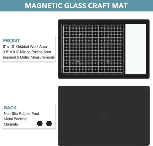Glass Craft Mat Measuring Grid Media Surface Cutting Mat for Stamping Mixed Media Heat Embossing Projects Glass Craft Mat Magnetic Heat, Scratch, & Stain Resistant W/Magnets 10.24x15.75in Glass Board in Saudi Arabia