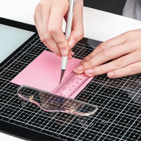 Glass Craft Mat Measuring Grid Media Surface Cutting Mat for Stamping Mixed Media Heat Embossing Projects Glass Craft Mat Magnetic Heat, Scratch, & Stain Resistant W/Magnets 10.24x15.75in Glass Board in Saudi Arabia