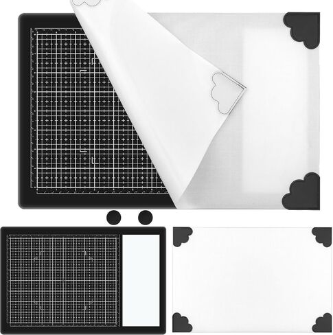 Glass Craft Mat Measuring Grid Media Surface Cutting Mat for Stamping Mixed Media Heat Embossing Projects Glass Craft Mat Magnetic Heat, Scratch, & Stain Resistant W/Magnets 10.24x15.75in Glass Board in Saudi Arabia