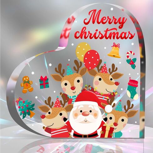 Christmas Decorations - Christmas Decor - Acrylic Heart Shaped Christmas Tabletop Decorations - Christmas Decorations Indoor,Christmas Gifts for Table, Office Desk, Tiered Tray, Mantle, Shelf in Saudi Arabia
