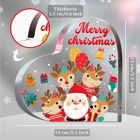 Christmas Decorations - Christmas Decor - Acrylic Heart Shaped Christmas Tabletop Decorations - Christmas Decorations Indoor,Christmas Gifts for Table, Office Desk, Tiered Tray, Mantle, Shelf in Saudi Arabia