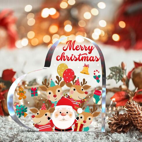 Christmas Decorations - Christmas Decor - Acrylic Heart Shaped Christmas Tabletop Decorations - Christmas Decorations Indoor,Christmas Gifts for Table, Office Desk, Tiered Tray, Mantle, Shelf in Saudi Arabia