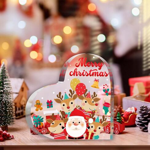 Christmas Decorations - Christmas Decor - Acrylic Heart Shaped Christmas Tabletop Decorations - Christmas Decorations Indoor,Christmas Gifts for Table, Office Desk, Tiered Tray, Mantle, Shelf in Saudi Arabia