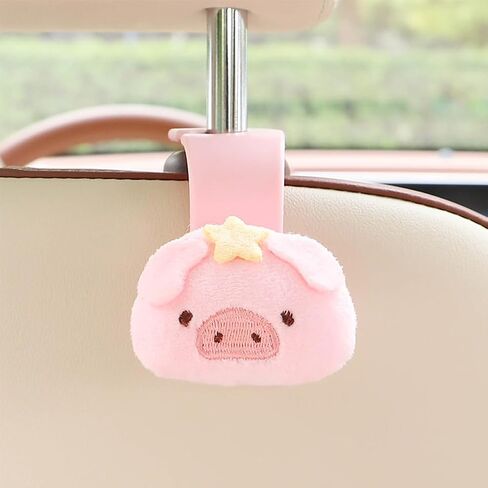 New Universal Car Seat Headrest Hook,Cute Flower Bear Auto Seat Hook Hangers Storage Organizer Interior Accessories for Woman Umbrellas Grocery Bags Handbag 2 Pack（White flowers） in Kuwait