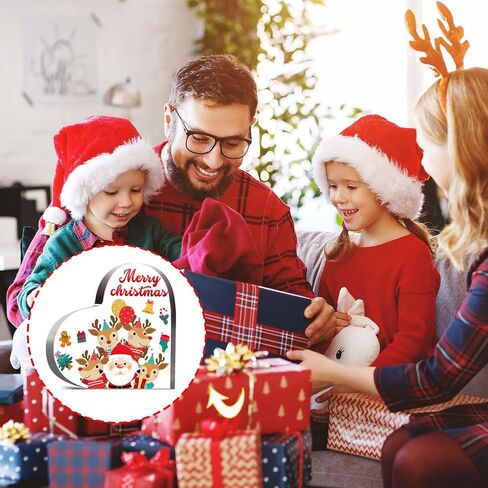 Christmas Decorations - Christmas Decor - Acrylic Heart Shaped Christmas Tabletop Decorations - Christmas Decorations Indoor,Christmas Gifts for Table, Office Desk, Tiered Tray, Mantle, Shelf in Saudi Arabia